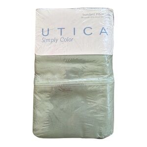 NEW VTG Utica Simply Color Pillowcases Celery Green Standard Size 180 Percale